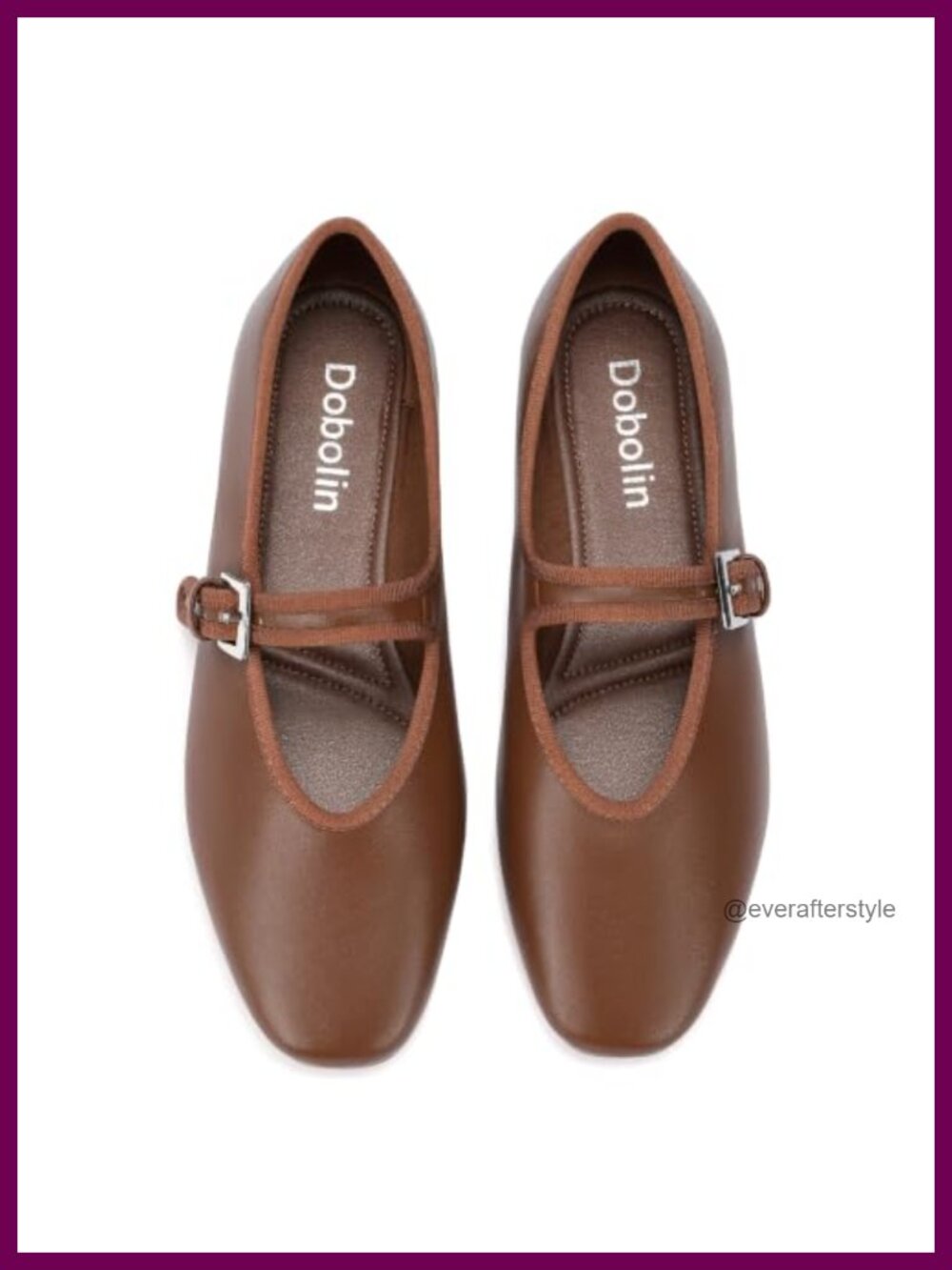 Square Toe Mary Jane Ballet Flats Adjustable Strap Faux Leather
